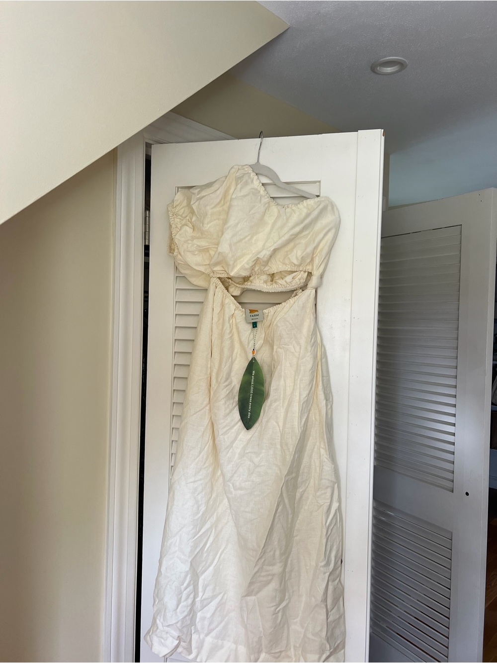 FARM Rio Off-White one shoulder Strapless Maxi Dress